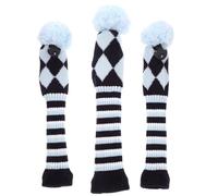 VINTORKY 3Pcs Knitted Golf Headcovers for Drivers and Woods Light Blue Wool Material Easy Fit for Golf Club Protection