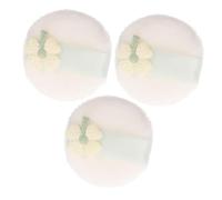 VINTORKY 3pcs Large Fluffy Velvet Powder Puff for Loose Powder Makeup Washable Makeup Applicator for Foundation Suitable for Skin Types Embroidered Design in Individual Opp Bag