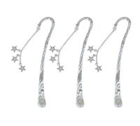 VINTORKY 3pcs Luminous Star Tassel Metal Bookmark, Antique Engraved Design Book Mark, Retro Reading Accessory for Book Readers & Giving
