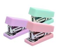VINTORKY 3pcs Metal Hand Staplers Multi-Function Mini Stapler Set Assorted Colours Hardly Jams Staples for Office and School Use