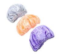 VINTORKY 3Pcs Multi Purpose Shower Caps for Women Durable Peva Hair Caps Pure Colors Pink Orange Light Purple Light Grey Comfortable Reusable Bathing