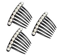 VINTORKY 3pcs Non-slip Elegant Hairpin Side Combs with Pearl and Rhinestone PC Material, Easy to Take out Beautiful Headdress for Women, for Dinners