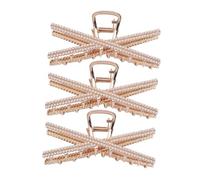 VINTORKY 3pcs Pearl Hair Clamps Stylish Jaw Clips for Women Durable Hair Accessories for Makeup Cooking Daily Use Secure Grip Elegant Design for All Hairstyles