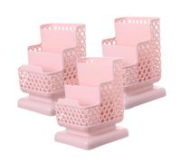VINTORKY 3pcs Pink Mesh Desk Organizer Set for Pen, Makeup and Cosmetic Storage with Phone Holder, Multi-use Desktop Storage Box for Office and Vanity Use