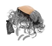 VINTORKY 3pcs Realistic Bald Wig Fringe Bald Cap for Men Old Man Halloween Costumes Complete Set