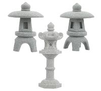 VINTORKY 3pcs Resin Mini Pagoda Lantern for Japanese Zen Garden Compact and Balcony Decor Micro Landscape Ornament for Bonsai and Succulent Plants