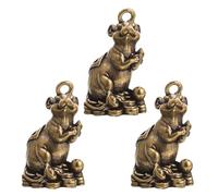 VINTORKY 3PCS Retro Mouse Charms Keychain Pendant - Miniature Copper Mice Charms for DIY Hanging Ornaments, Jewelry Making, Art Projects Crafting