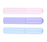 VINTORKY 3pcs Silicone Lip Brush with Cover Round Head Lip Concealer Applicator for Lipstick Balm Portable Makeup Tool in Pink Purple Blue for Smooth Even Cosmetic Application