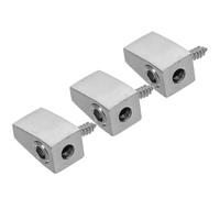 VINTORKY 3pcs Silver Brass Headless Electric Bass Guitar String Lock Nuts, Single String Locking Saddles Replacement Parts for Bass and Electric Guitar Accessories