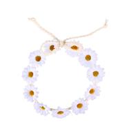 VINTORKY 3pcs White Daisy Flower Crown Headbands for Women, Stretchable Cloth Hairbands with 11 Flowers on Braided Strap, for Photography and Travel