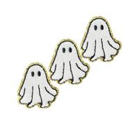 VINTORKY 3pcs White Ghost Halloween Iron Embroidered Patches Towel Embroidery Appliques for Clothing Jeans Jackets Shoes Washable DIY Fabric Accessories for Holiday Decoration