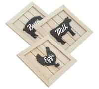 VINTORKY 3pcs Wooden Hanging Signs Animal Pattern Decorative Wall Doorplates Kitchen Restaurant Rustic Home Décor Accents Craft Boards for Farmhouse and Holiday