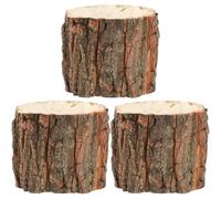 VINTORKY 3pcs Wooden Plant Pots Outdoor with Natural Design, Waterproof Bark Buckets for Succulent Planter and Centrepiece Decoration, Rustic Wooden Flowerpots for Garden Counters