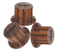 VINTORKY 3pcs Zebra Wood Guitar Volume Control Knobs 2t1v Bass Dome Knob Set for Electric Guitar Replacement, Practical Instrument Accessories for Music Equipment