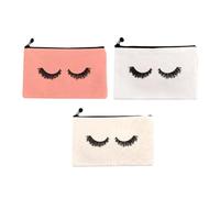 VINTORKY 3Pcs Zipper Makeup Bag Portable Travel Toiletry Pouch for Cosmetics Personal Care Accessories Convenient Organizer for Ladies Stylish Canvas Design White Beige Pink
