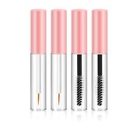 VINTORKY 4pcs 10ml Empty Mascara Tubes with Lash Wands and Pet Shadow Tip Liner Containers, Refillable DIY Cosmetic Bottles for Eyelash Cream and Lip Gloss, Pink Cap Set for Beauty Storage