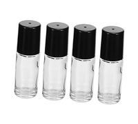 VINTORKY 4pcs 30ml Roll-on Essential Oil Bottle Set Glass Anti-leak Portable Refillable Subpackaging for Home Use Black