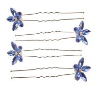 VINTORKY 4pcs Ancient Style Hairpin Rhinestone Hair Pins for Wedding Decorative Bobby Pins for Bride and Bridesmaid u Shaped Hair Accessories for Women's Styling