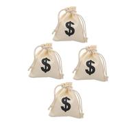 VINTORKY 4pcs Canvas Drawstring Bags Snack Storage Bag Creative Letter Pattern Design Convenient to Carry for Party Occasions