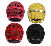 VINTORKY 4Pcs Colorful Microphone Mesh Grills Replacement Mic Cover and Windshield Sturdy Metal Grille Accessories for Wired and Wireless Microphones