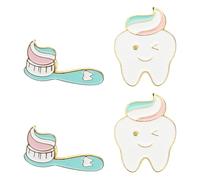 VINTORKY 4pcs Creative Cartoon Teeth and Toothbrush Enamel Pins Alloy Brooches Clip on Clothes for Jackets Special Occasions, Cute Backpack Pins Highlight Appearance