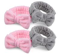VINTORKY 4pcs Elastic Facial Headband for Women Spa Head Wraps Bow Knot Skincare Headbands for Makeup Soft Comfort for Yoga