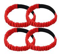 VINTORKY 4Pcs Elastic Three Legged Race Bands Durable Outdoor Game Straps for Adults Easy to Use Wear Resistant Relay Game Supplies Red