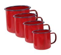 VINTORKY 4pcs Enamel Mugs Set 120ml to 500ml Multi-Size Vintage Red Coffee Cups Sturdy Camping Small Cups Multifunction Water and Milk Drinking for Home and Outdoor Use
