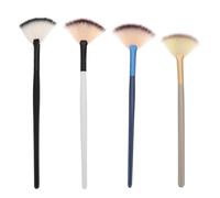 VINTORKY 4pcs Facial Shaped Brush Set with Wooden Handle for Face Mask Application, Skin Treatment, and Beauty Care - Small Size Light Gold, Blue, White-black, White - Cosmetic Makeup Tools