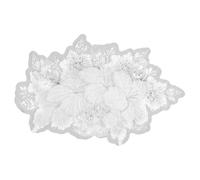 VINTORKY 4PCS Flower Lace Appliques: 3D Embroidery Patch with Beaded Embellishments - Sewing Appliques for Bridal Dress Wedding Clothes DIY Crafts White