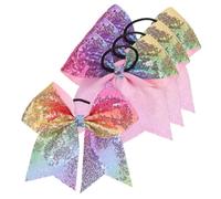 VINTORKY 4pcs Glitter Butterfly Bow Hair Ties for Girls Embroidered Sequined Large Tail Hair Bands Cheer Bows for Boys and Girls for Parties and Holidays