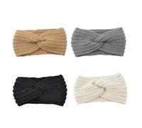 VINTORKY 4Pcs Knitted Woven Hair Band for Women Warm Ear Protection Headgear for Outdoor Activities Hand Knitted Stylish Headbands Camel