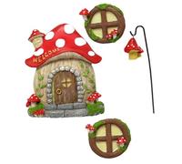 VINTORKY 4pcs Luminous Mushroom House Pendant for Fairy Garden Resin Craft Model Decor Window Door Model for Garden Wall Decorations and Scene Decor