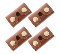 VINTORKY 4pcs Manual Safety Razor Head Protective Covers, Brown Leather Razor Travel Case Set, Double Edge Shaving Head Shields for Men’s Bathroom and Travel Use