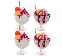 VINTORKY 4pcs Miniature Ice Cream Cup Realistic Dollhouse Decorations for DIY Miniature Models Vibrant Cherry Cream Strawberry Flavored Dessert Accessories