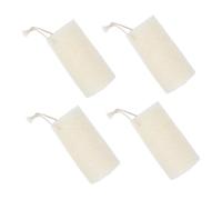 VINTORKY 4pcs Natural Loofah Shower Sponge Exfoliating Bath Scrubber with Long Strip Design for Deep Cleansing Compact Lightweight Body Wash Puff for Men and Women for Personal Care and
