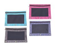 VINTORKY 4pcs Pens Holder Binder Pocket B5 Size 3-Hole-Punched Tear-Resistant Practical Oxford Cloth PVC Document Bag for School and Office Vouchers Coins