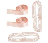 VINTORKY 4pcs Pink Ballet Ribbon for Crafts and Elastic Bands for Pointe Shoes Satin and Elastic Material Support and Enhanced Comfort for Ballet Slippers for Theaters