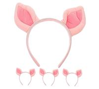 VINTORKY 4pcs Pink Pig Ears Headband Ears Headband for Boys and Girls Cosplay Halloween