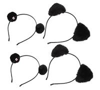 VINTORKY 4pcs Pom Pom Cat Ear Headband Animal Ears Headband Wide Boho for Women Hair Accessories