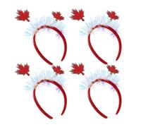 VINTORKY 4pcs Red Maple Leaf Headband Set for Women, Lightweight Comfortable Felt and Tinsel Hair Accessories with Unique Vibrant Design, for Outdoor Events and Canadian National Day