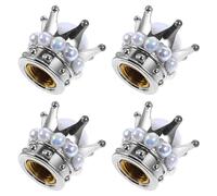 VINTORKY 4pcs Tire Valve Cap Tyre Cap for Valve Stem Silver Abs Copper with Sparkling Rhinestone Not Easy to Deform Universal Use for Car Accessories