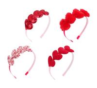 VINTORKY 4pcs Valentine's Day Headbands with Heart-shaped Design, Red Sponge and Cotton Material, Photo Props and Firm Hair Hold, for Party Dresses and Casual Wear