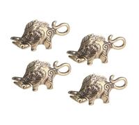VINTORKY 4pcs Vintage Brass Boar Keychain Pendant DIY Delicate Hanging Decor for Crafting and Tea Ceremony Decoration