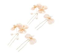 VINTORKY 4pcs Wedding Pearl Hair Pins Bridal Barrette Vintage Flower Hair Accessories for Bridesmaid Bride Women Party Hairstyles Leaf Ornaments
