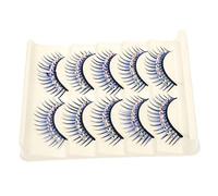 VINTORKY 5 Pairs of Blue Exaggerated False Eyelashes and Easy to Remove with Diamond, Comfortable to Wear Chemical Fiber Hard Stem for Parties and Fashion Shows