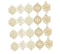 VINTORKY 50pcs Baroque Style Filigree Double Hole Connector Charms for DIY Jewelry Making Golden Plated Chinese Knot Metal Pendants with Assorted Floral Designs Lightweight and Necklace