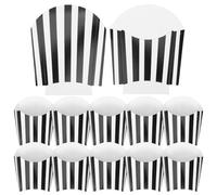 VINTORKY 50pcs Black Striped French Fries Boxes Snack Containers Popcorn Bowls Food Packaging Paper Boxes for Birthday Party Movie Night Takeout