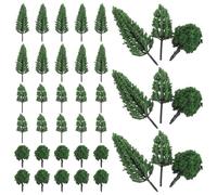 VINTORKY 50pcs Mini Model Trees Plastic Realistic Small Trees Natural Design Green Flexible Combination for Railroad Scenery Decorating and Building Realistic Micro Landscapes
