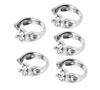 VINTORKY 5Pcs Cat Shaped Open Ring Crochet Loop Yarn Guide for Knitting Adjustable Crochet Ring for Left Right Hand Durable Tension Rings for Crafting and Crocheting